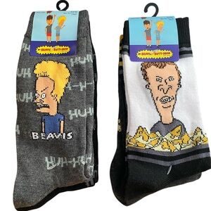4 Pairs Beavis and Butt-Head Crew Socks NEW